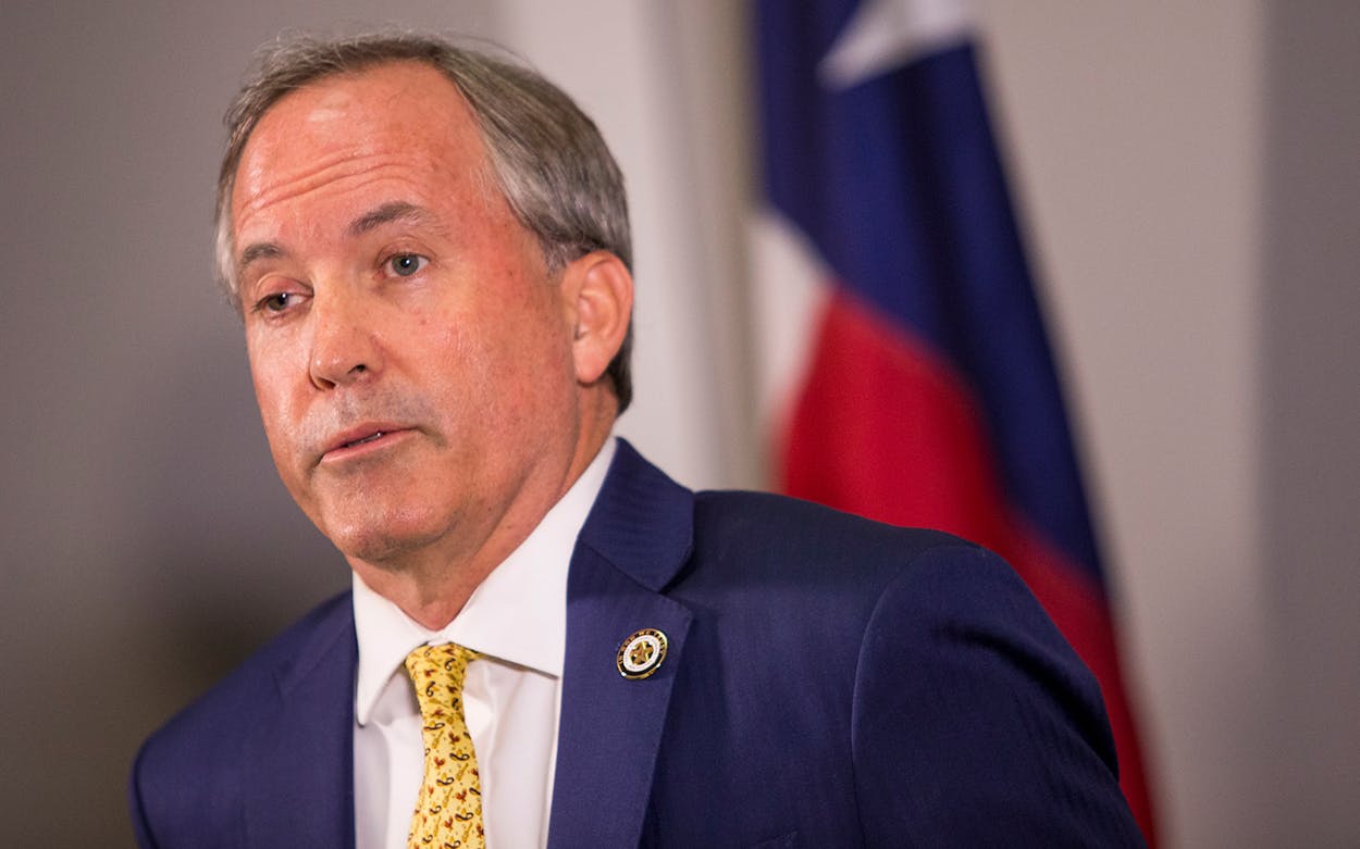 Texas Attorney General Ken Paxton in Austin on Tuesday, May 1, 2018.