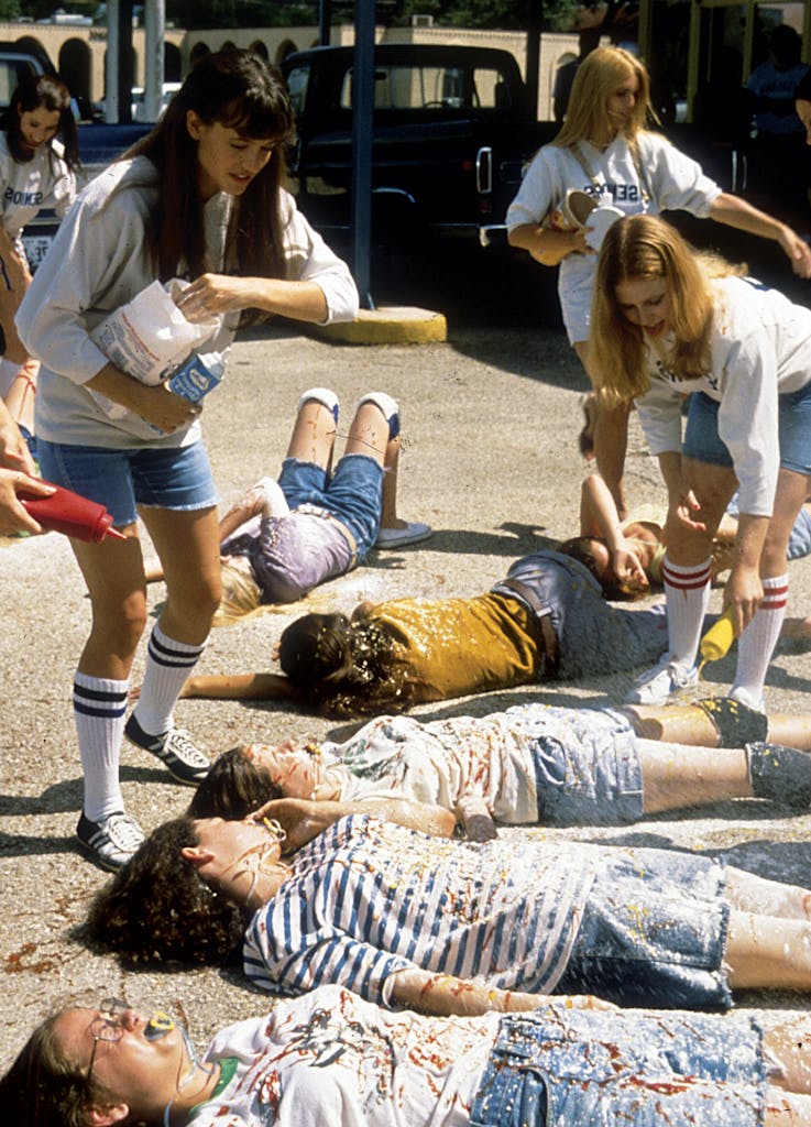 Michelle Burke as Jodi Kramer hazing freshmen girls in 'Dazed and Confused.'