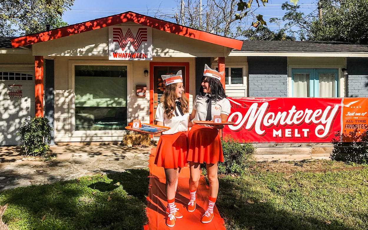 Cheri Horner and Nicole Jensen turned their home into a Whataburger restaurant for their Halloween party.