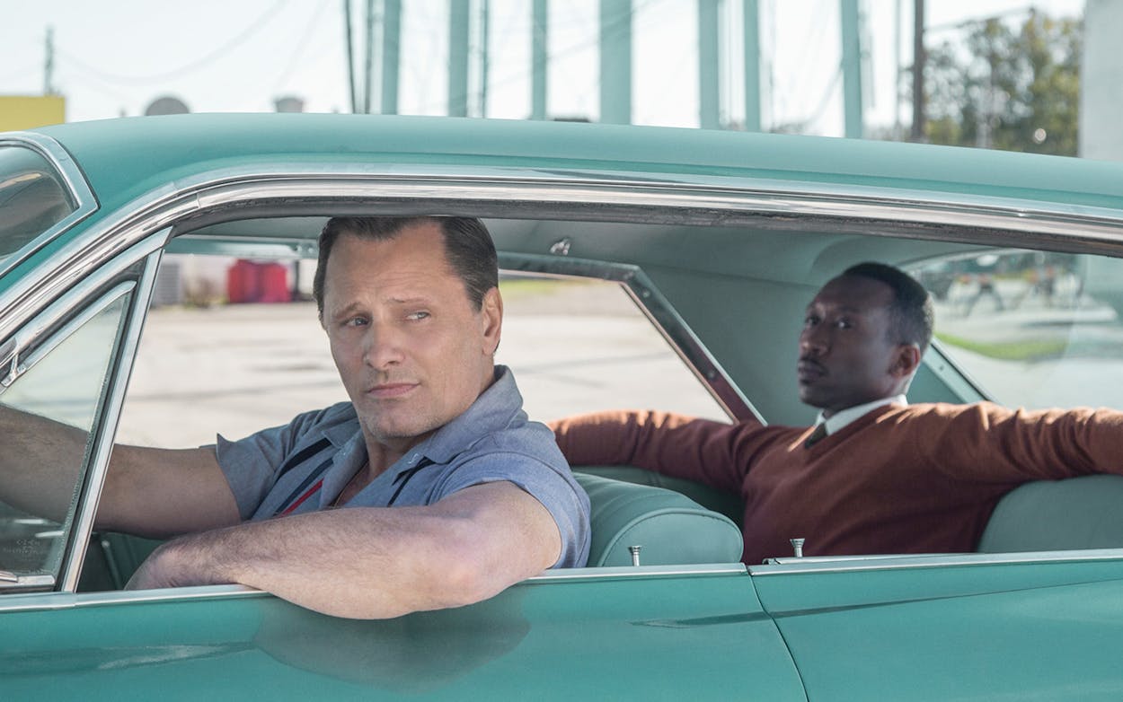 Frank Anthony (“Tony Lip”) Vallelonga (played by Viggo Mortensen) and Donald Shirley (played by Mahershala Ali) in Green Book.