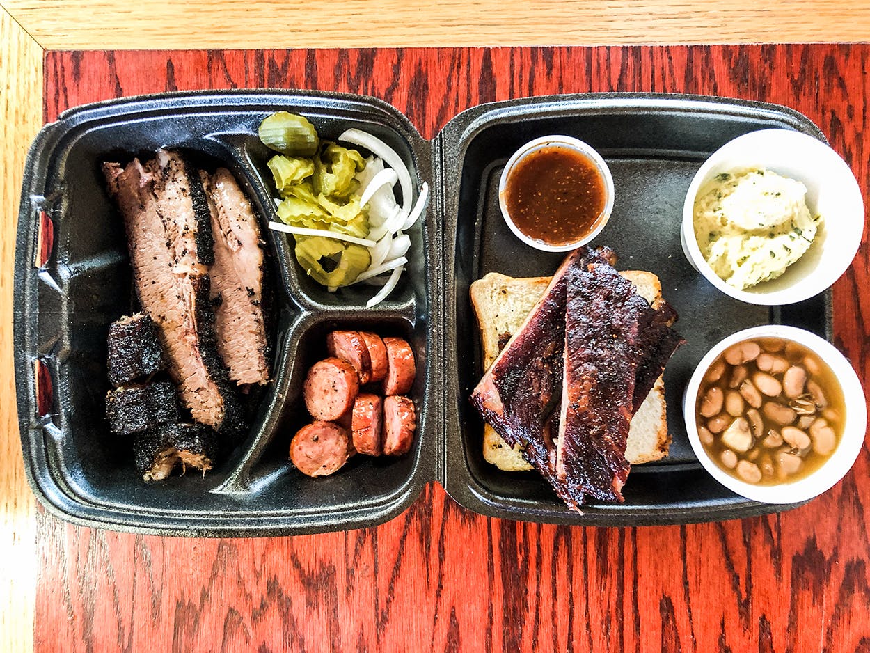 container of food at BBQ on the Brazos