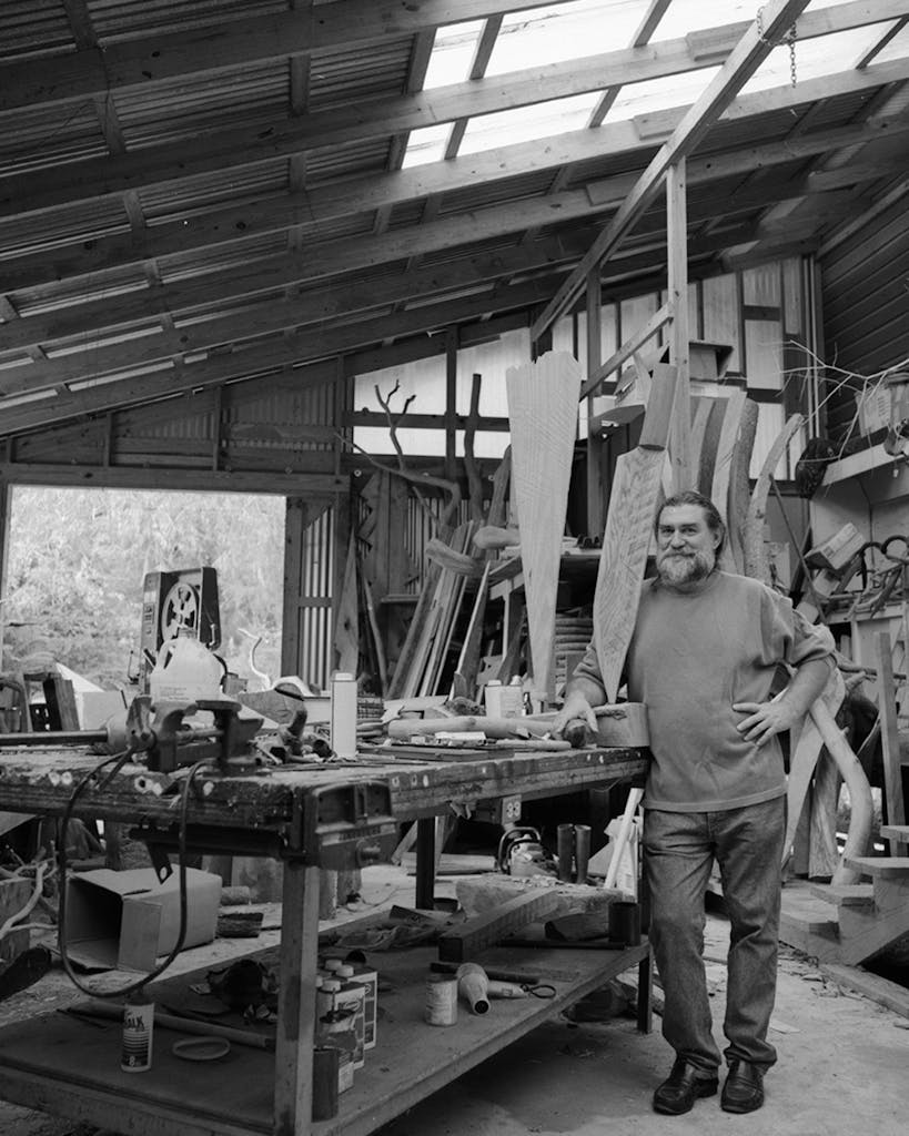 Surls in the back of his studio in Splendora in 1995.