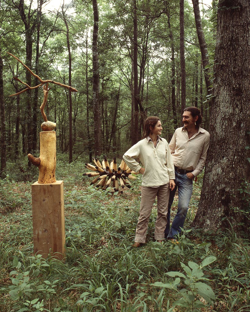 Charmaine Locke and James Surls on Locke and Surls land in Splendora in 1978.