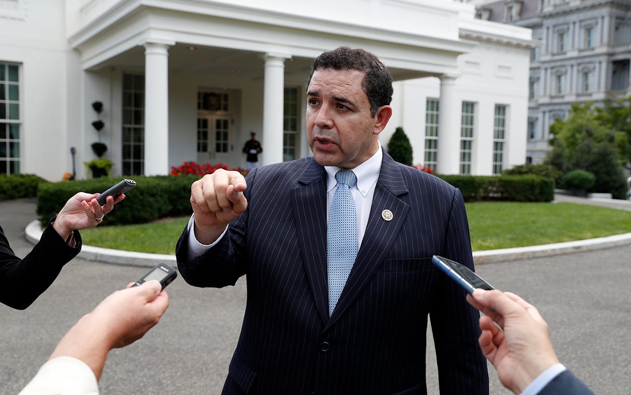 Rep. Henry Cuellar, D-Texas, speaks with the media in front of the West Wing after a bipartisan meeting with President Donald Trump at the White House, Wednesday, Sept. 13, 2017, in Washington.
