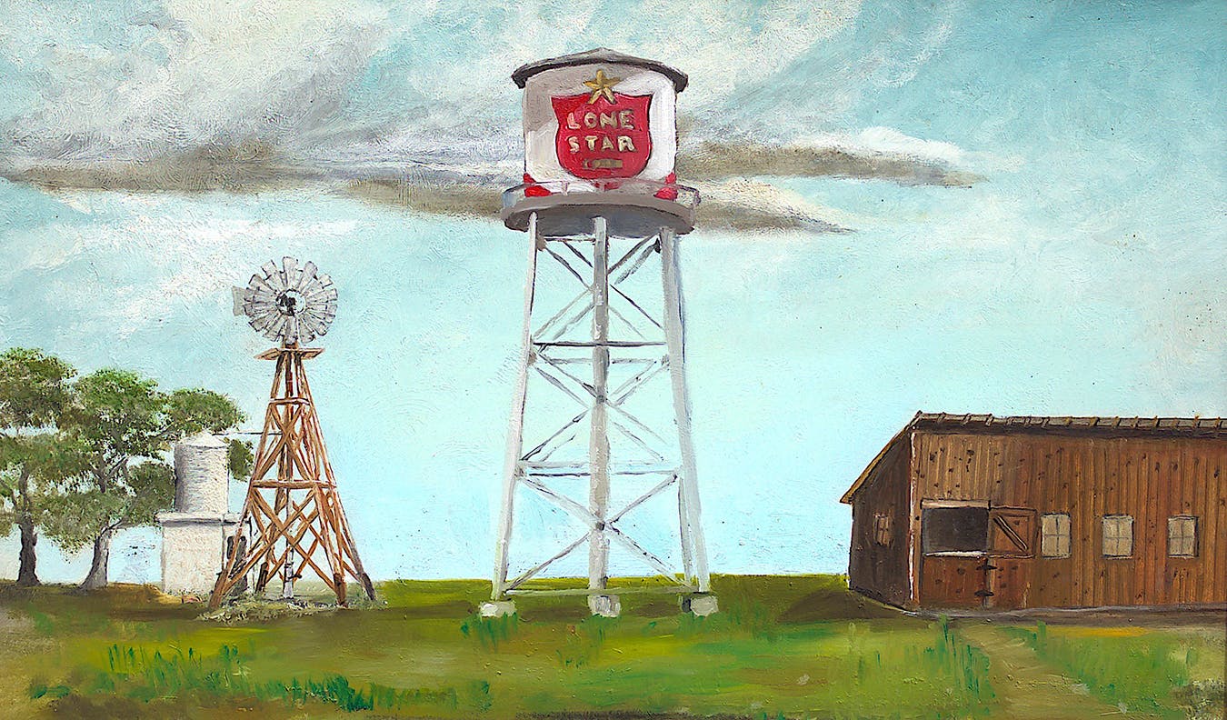 Painting of "Lone Star Beer Tower"