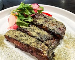 A trio of aged pork ribs with garden dry rub at The Brewer's Table