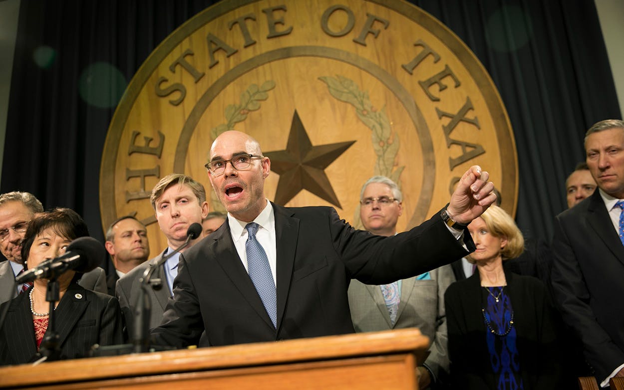 State Rep. Dennis Bonnen, R-Angleton, speaks about border security at a news conference at the Capitol in Austin on Wednesday Jan. 11, 2017.