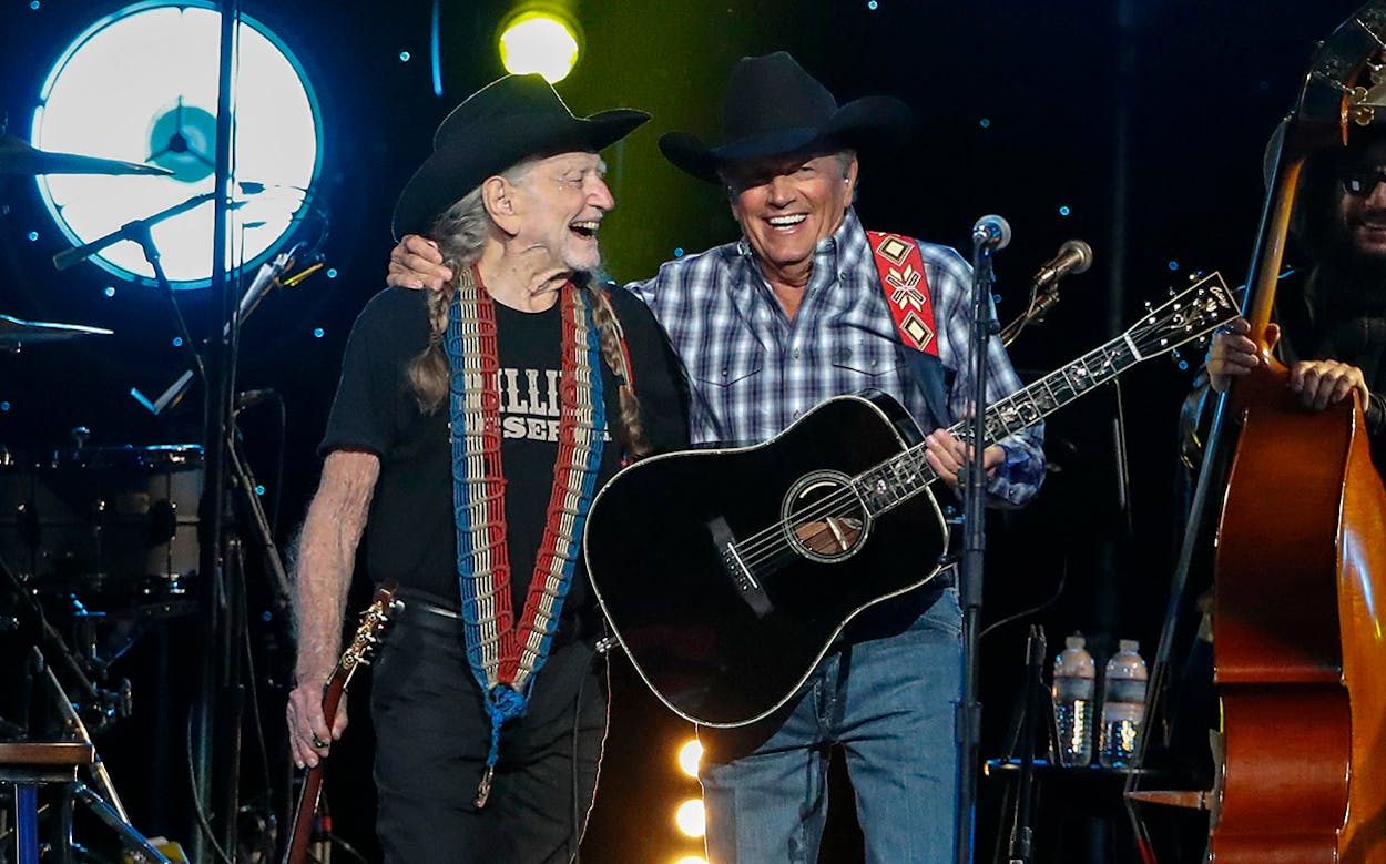 Willie Nelson and George Strait perform at Willie: Life & Songs Of An American Outlaw at Bridgestone Arena