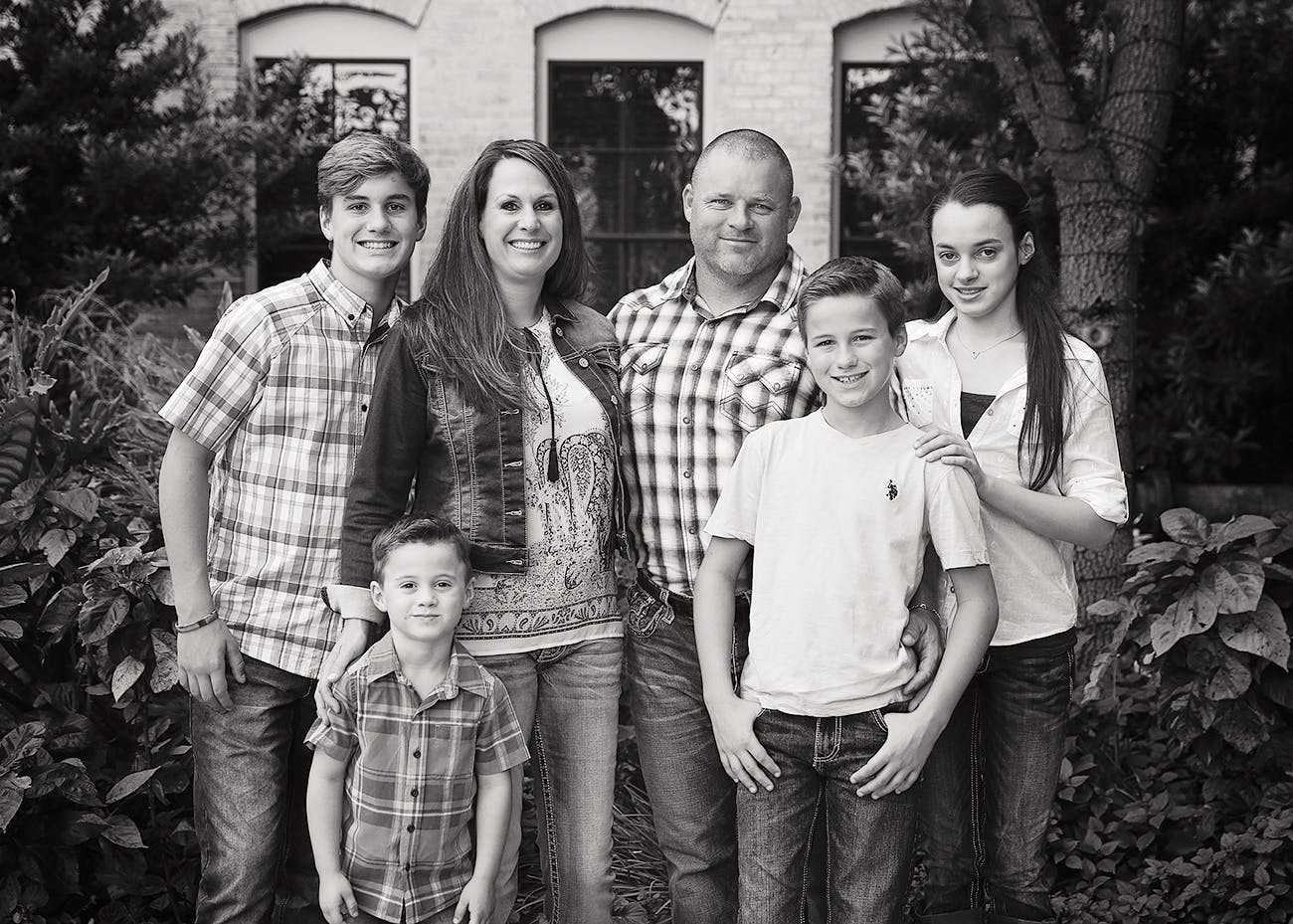The Fulton family (Reid, Owen, Audrey, James, Ayden, Hailey) in San Antonio’s Pearl district in October 2017.