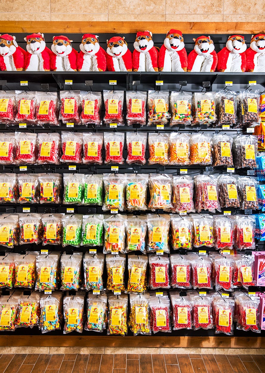 Candy selection at Buc-ee's gas station. 