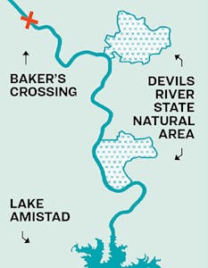 Map of the Devils River. 