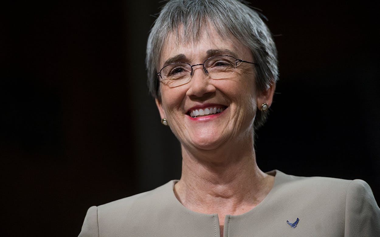 Secretary of the Air Force Heather Wilson prepares for a Senate Armed Services Committee hearing in Washington, DC on June 6, 2017.