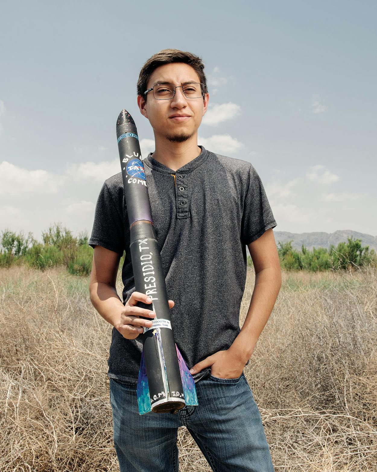 The Presidio High School rocketry club’s team captain, Leonardo Uribe, in Presidio on May 31, 2019.
