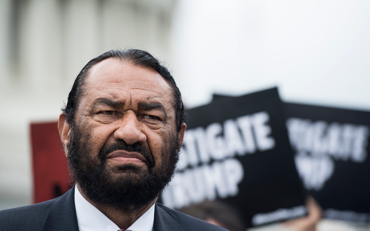Rep. Al Green, D-Texas, participates in an event on May 9, 2019, urging the U.S. House of Representatives to start impeachment proceedings against Donald Trump.