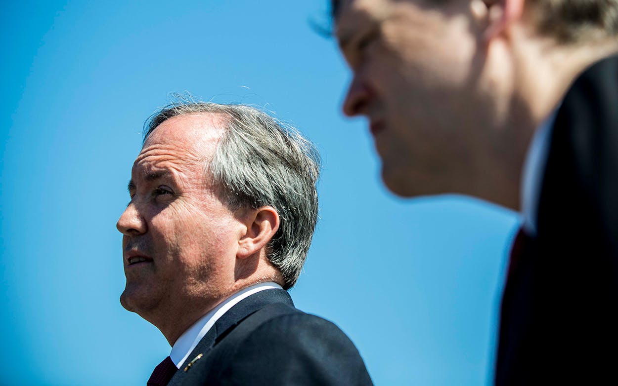 Texas Attorney General Ken Paxton speaks to reporters on June 9, 2016 in Washington, D.C.