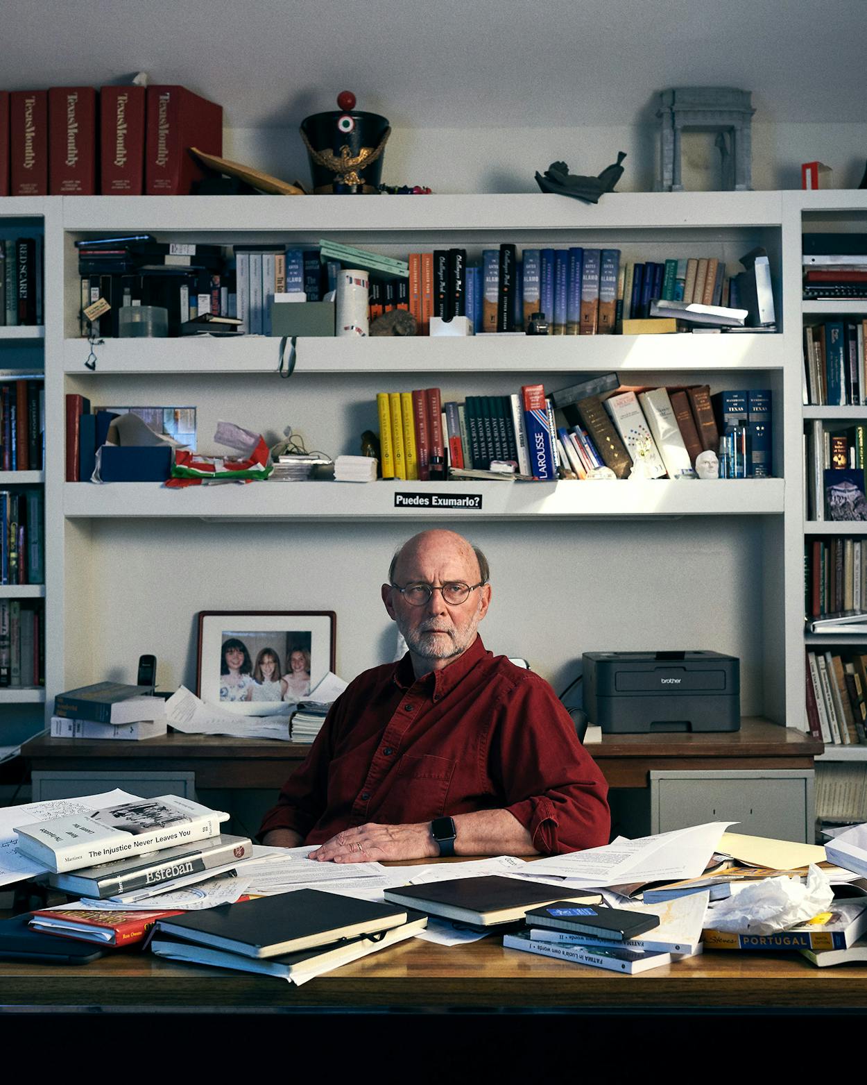 Stephen Harrigan in his home office in Austin on July 29, 2019.