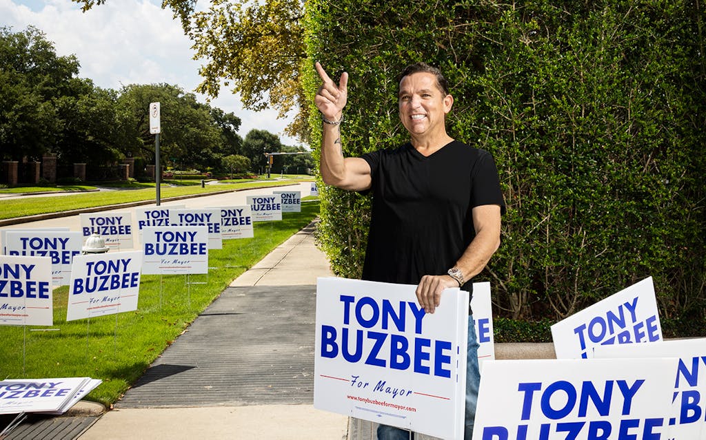 Houston mayoral hopeful Tony Buzbee in his neighborhood