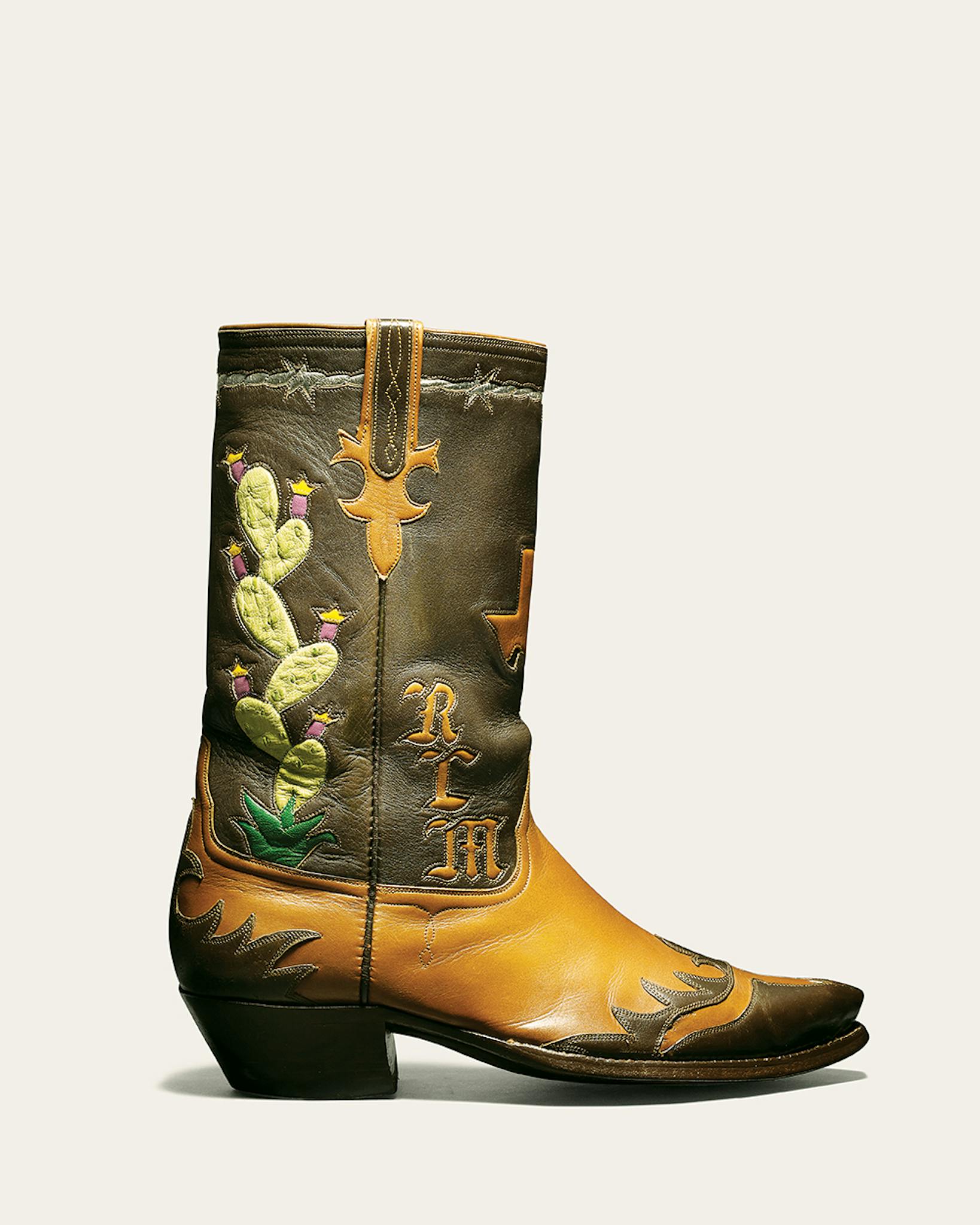 Texas Custom Boots short boot with cactus stitching.