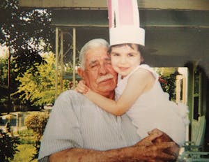 Author with her grandfather in San Antonio, Texas. 