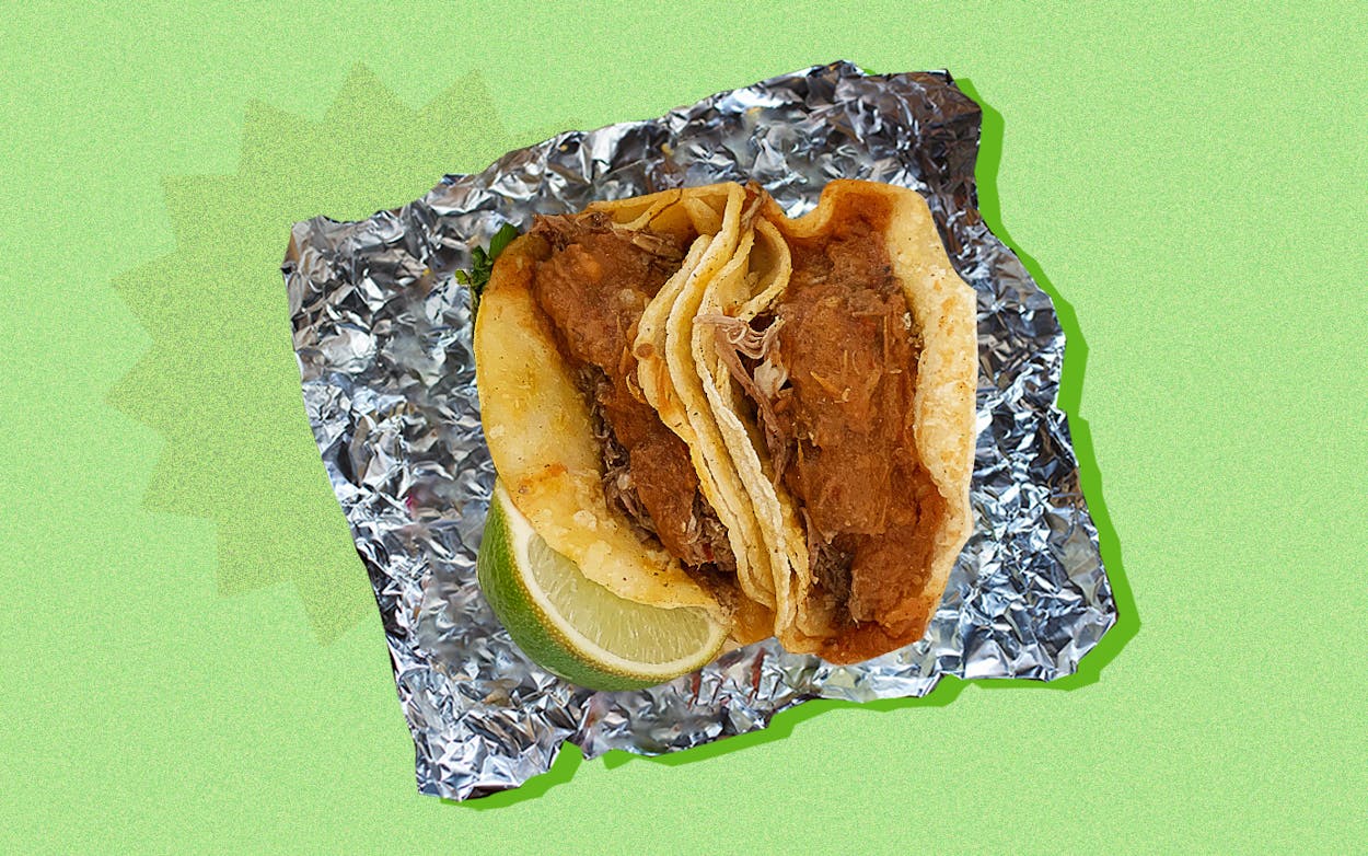 Taco of the Week: Birria de Borrego at Birrieria Aguiñaga's Tacos y Cerveza  Drive-through – Texas Monthly