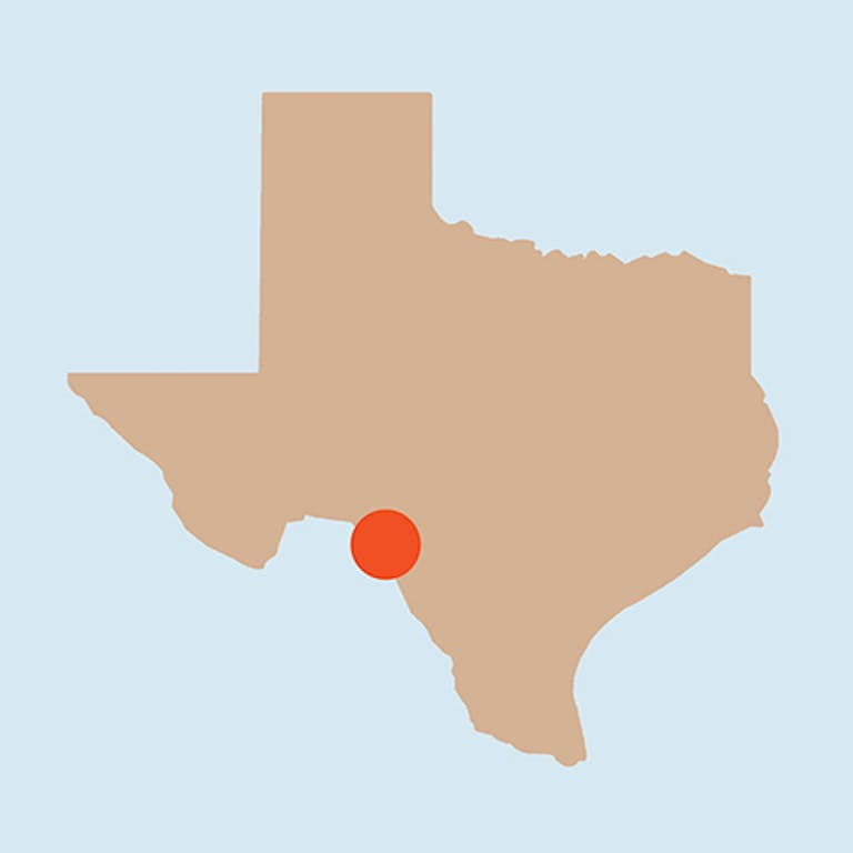 graphic of Texas showing the location of pecos river