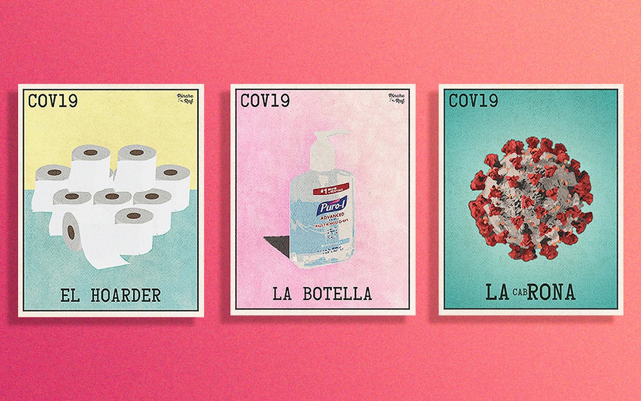 Pandemic-themed loteria cards.