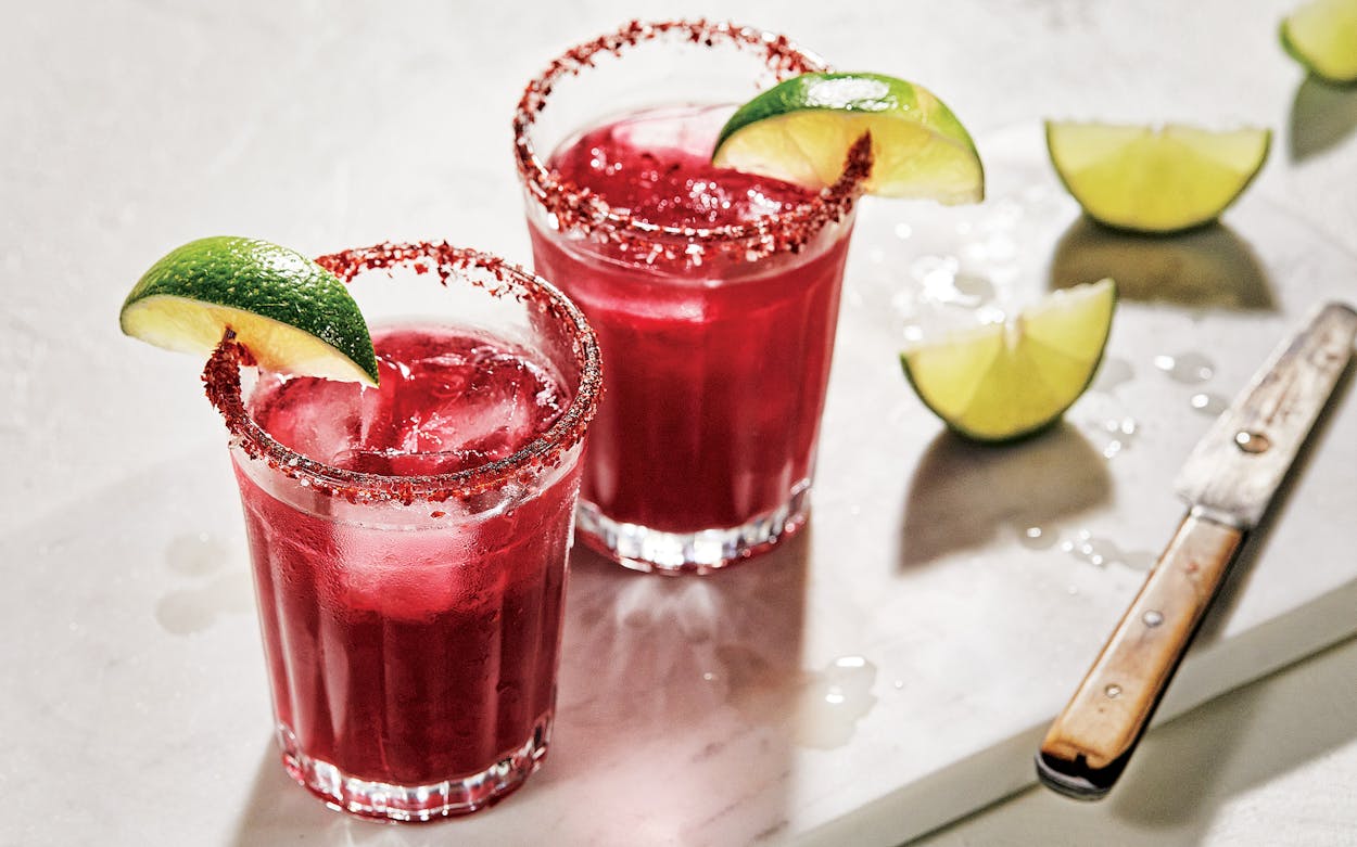 Hibiscus Margaritas from Cooking in Marfa by Virginia Lebermann and Rocky Barnette.
