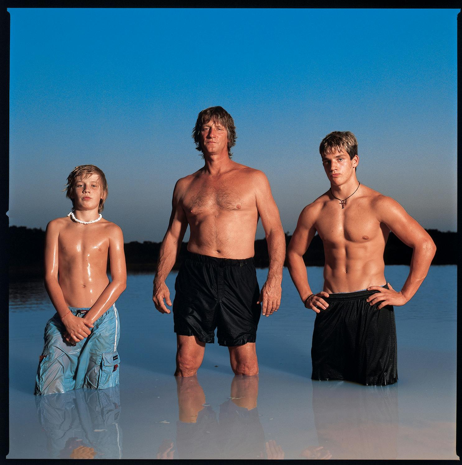 BOYS TO MEN | Kevin Von Erich (center), with his sons, Marshall, twelve, and Ross, seventeen.