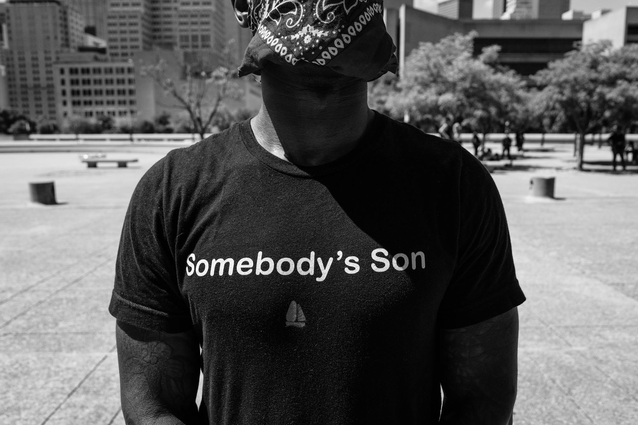 A young man named Sammy B. attends the protest gathering at Dallas City Hall on June 3, 2020.
