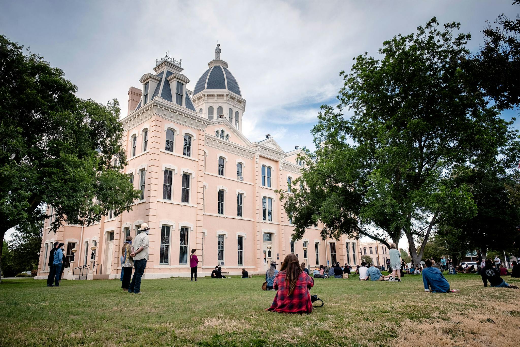 A vigil for George Floyd takes place at the Presidio County Courthouse in Marfa on May 31, 2020.