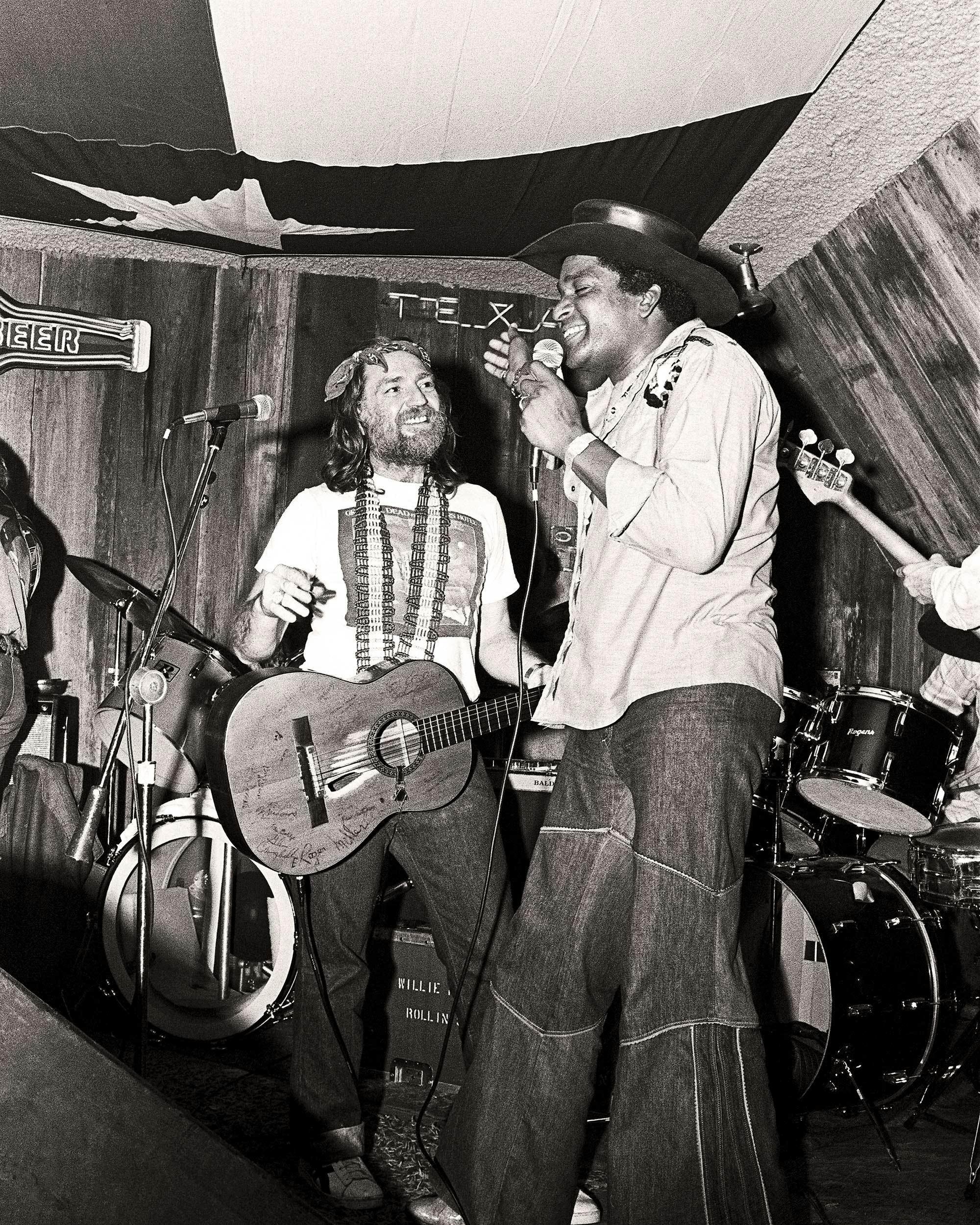 Willie and Charley Pride at the Soap Creek Saloon in Austin, in 1976.