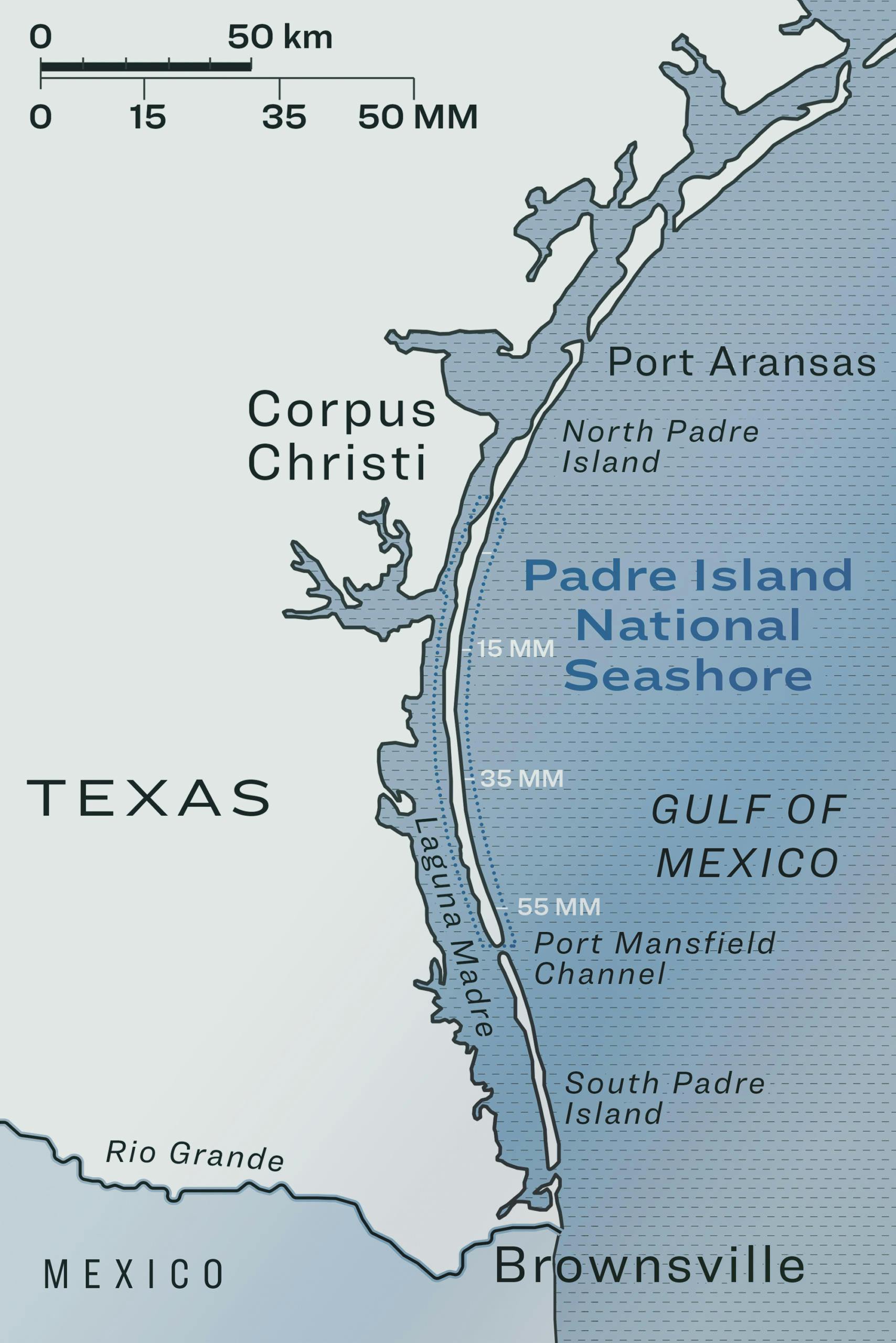 Map of the Texas coast. 