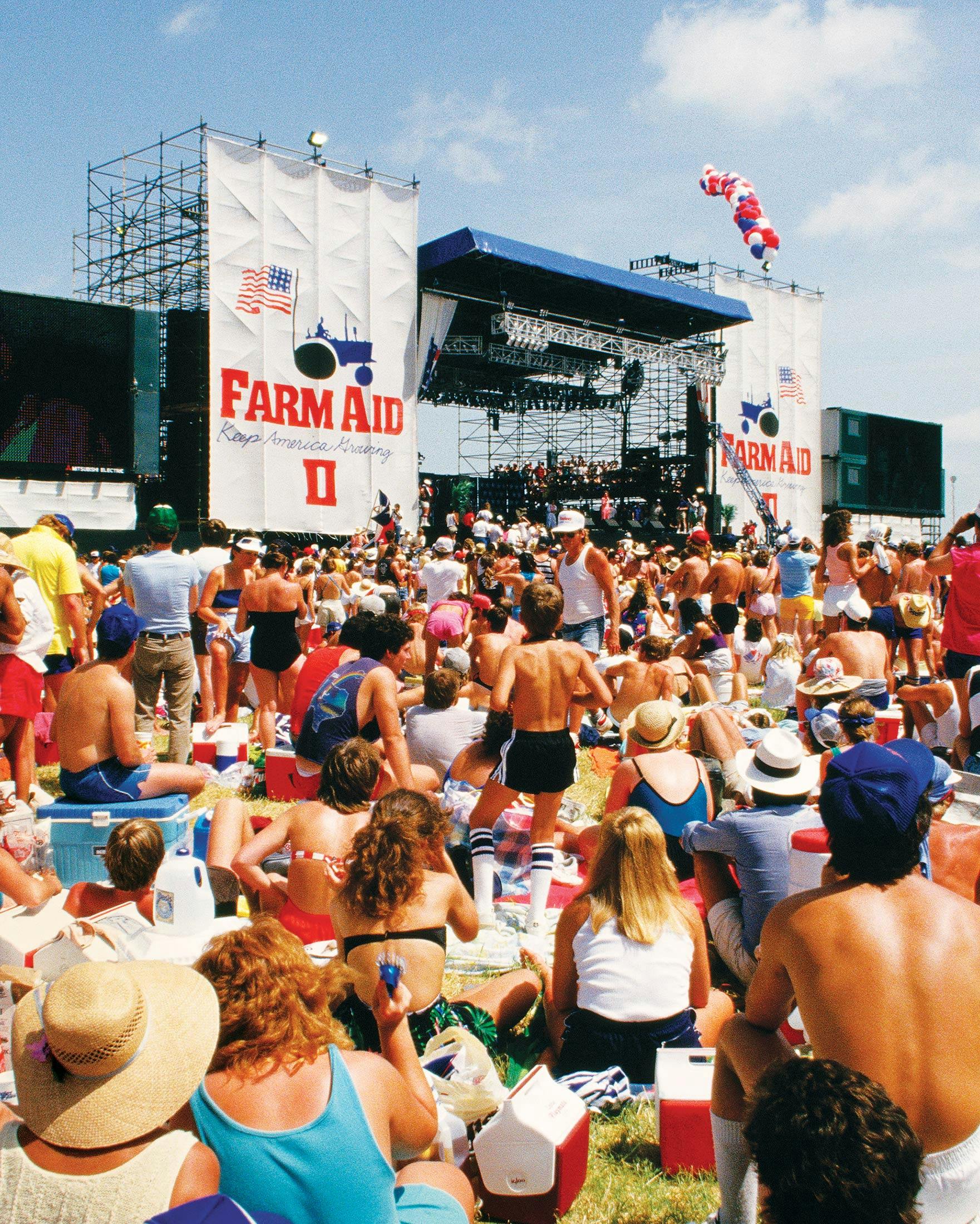 The view from the audience at Farm Aid II, in Manor, Texas, on July 4, 1986.