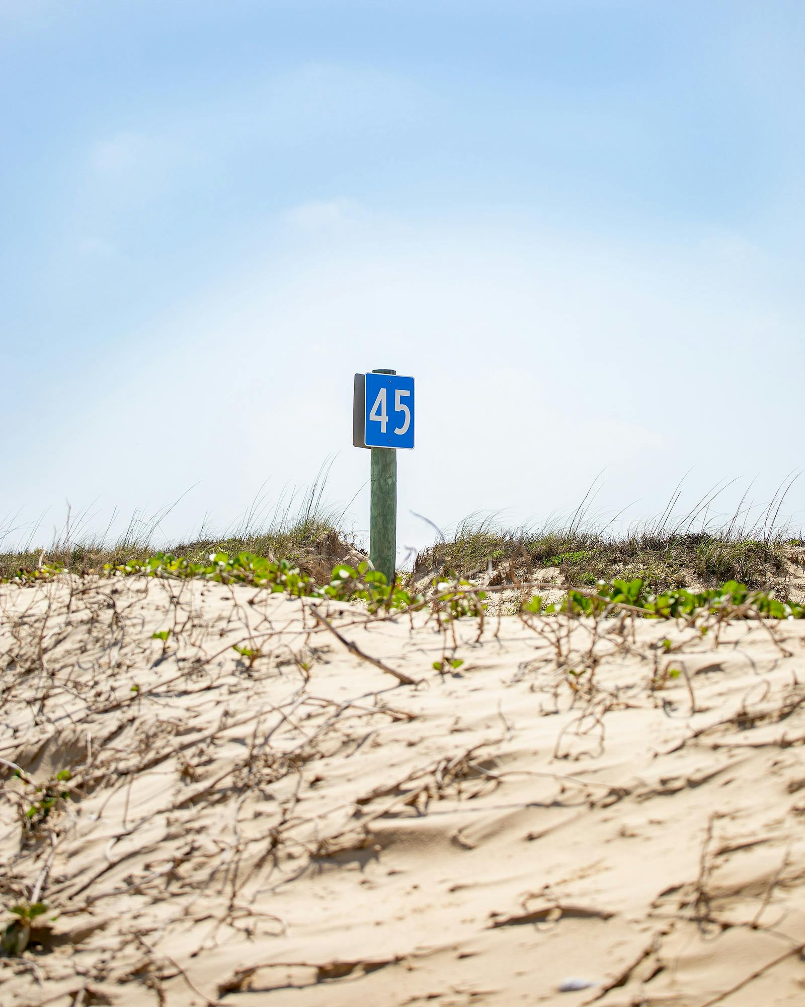 mile marker 45 on Padre Island National Seashore.