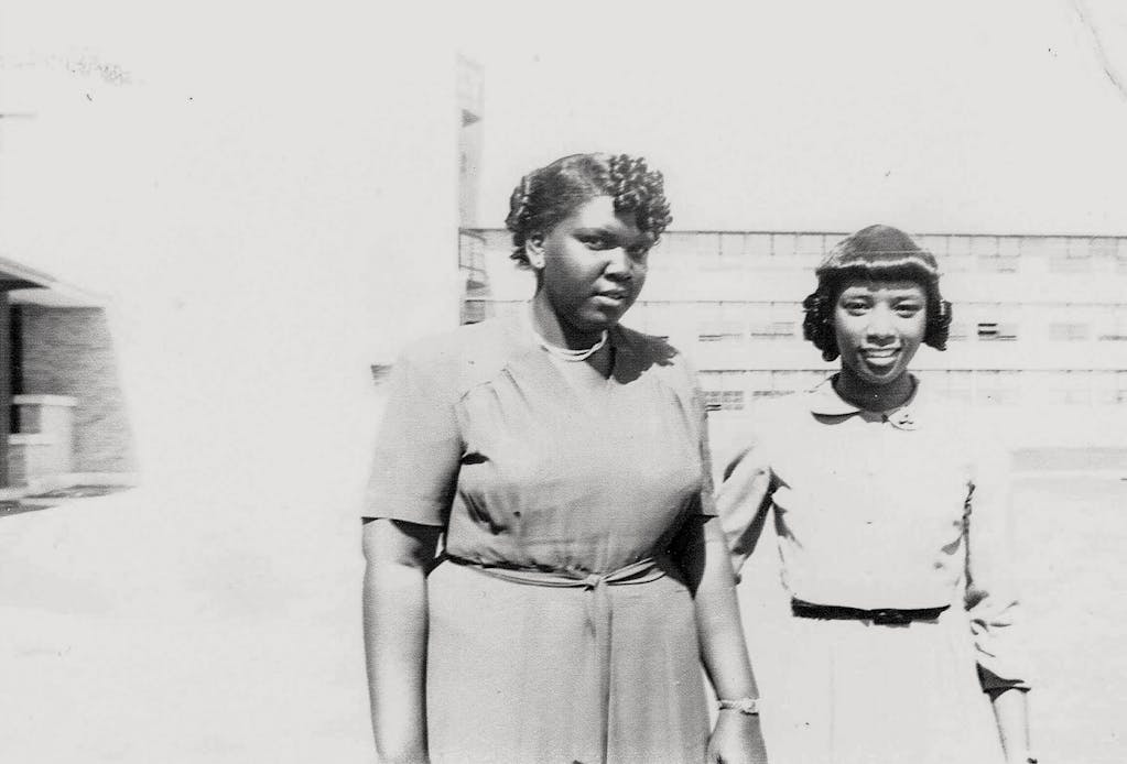 Stephens (right) was debate partners with Barbara Jordan at Phillis Wheatley High School circa 1950.