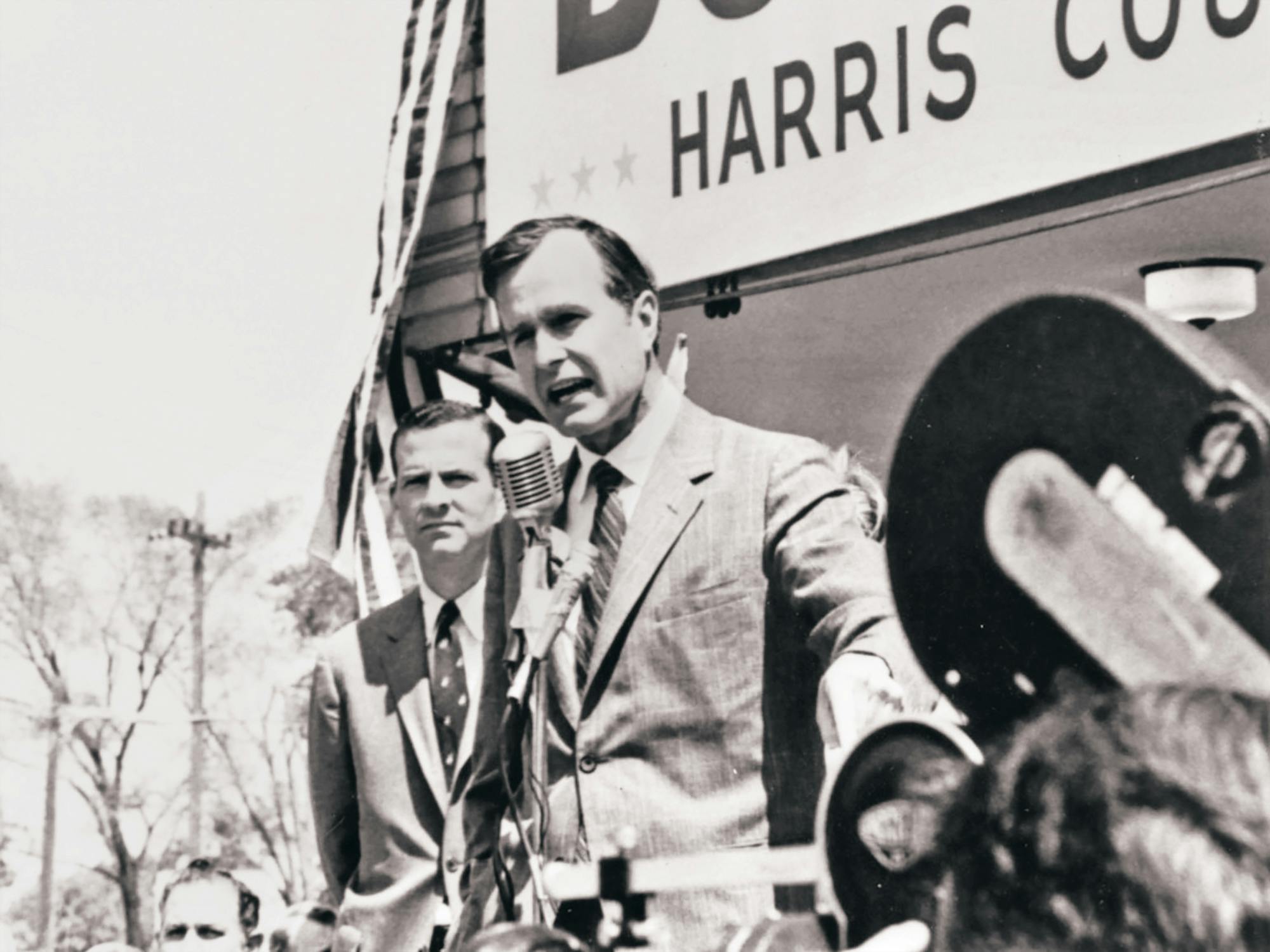 Baker and Bush at a Bush Senate campaign appearance in Harris County in 1970.
