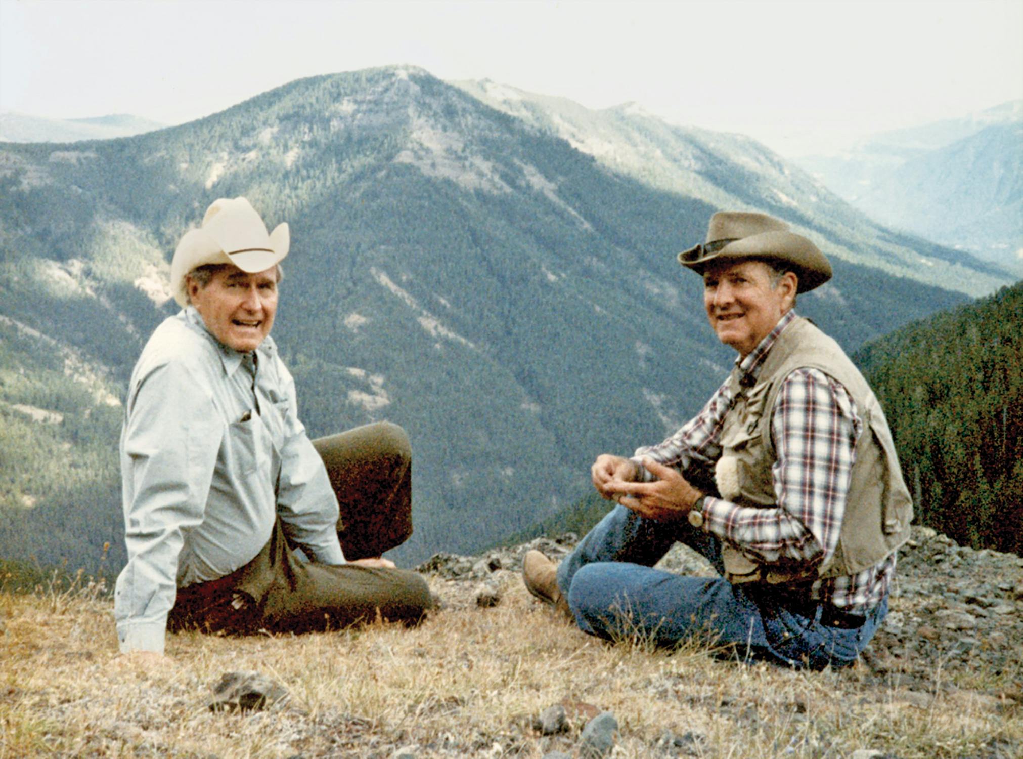 Bush and Baker during a camping and fishing trip to Wyoming