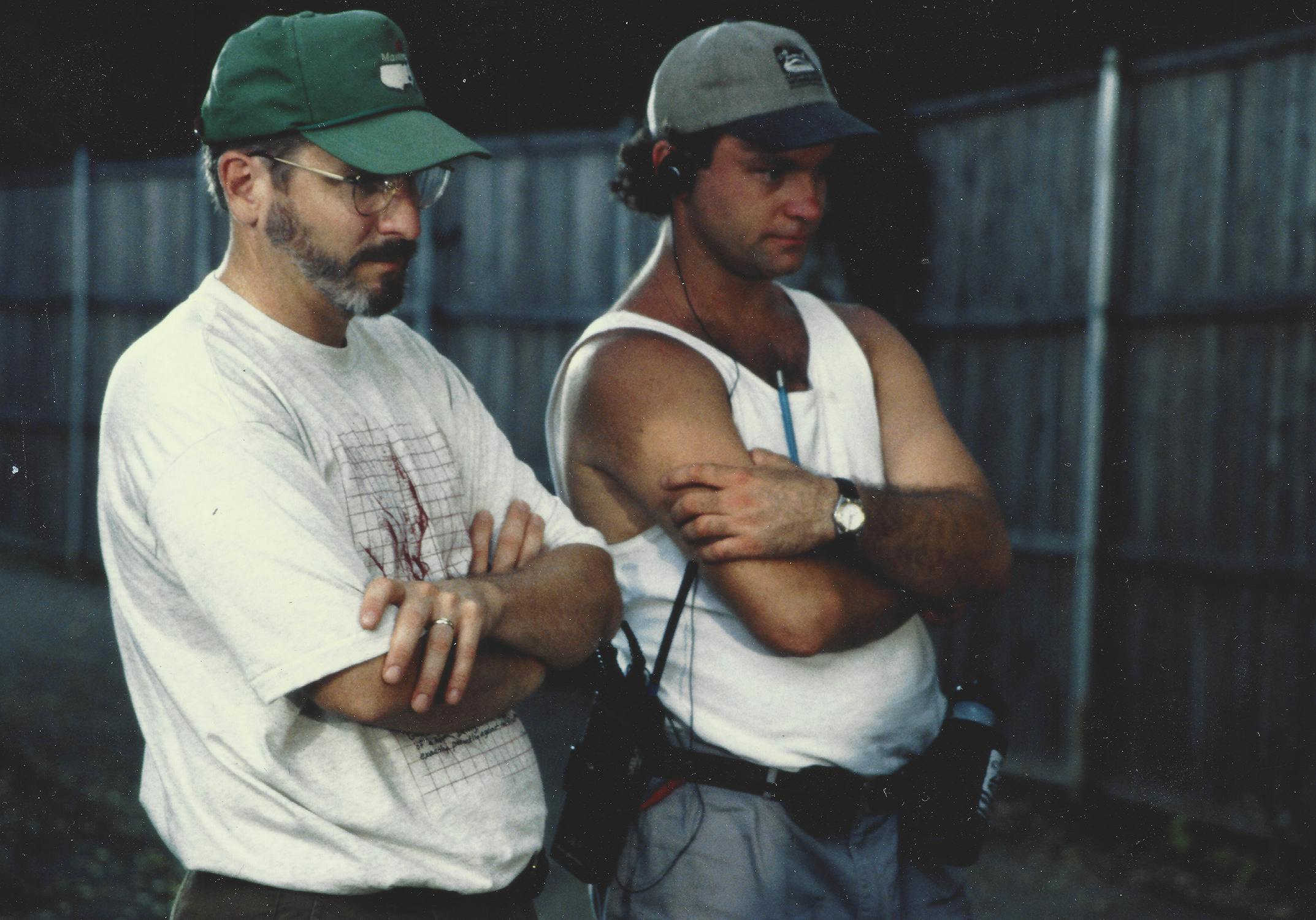 First AD Joey Stewart (left) and show creator and director Rick Duffield on set during the first season circa 1995.