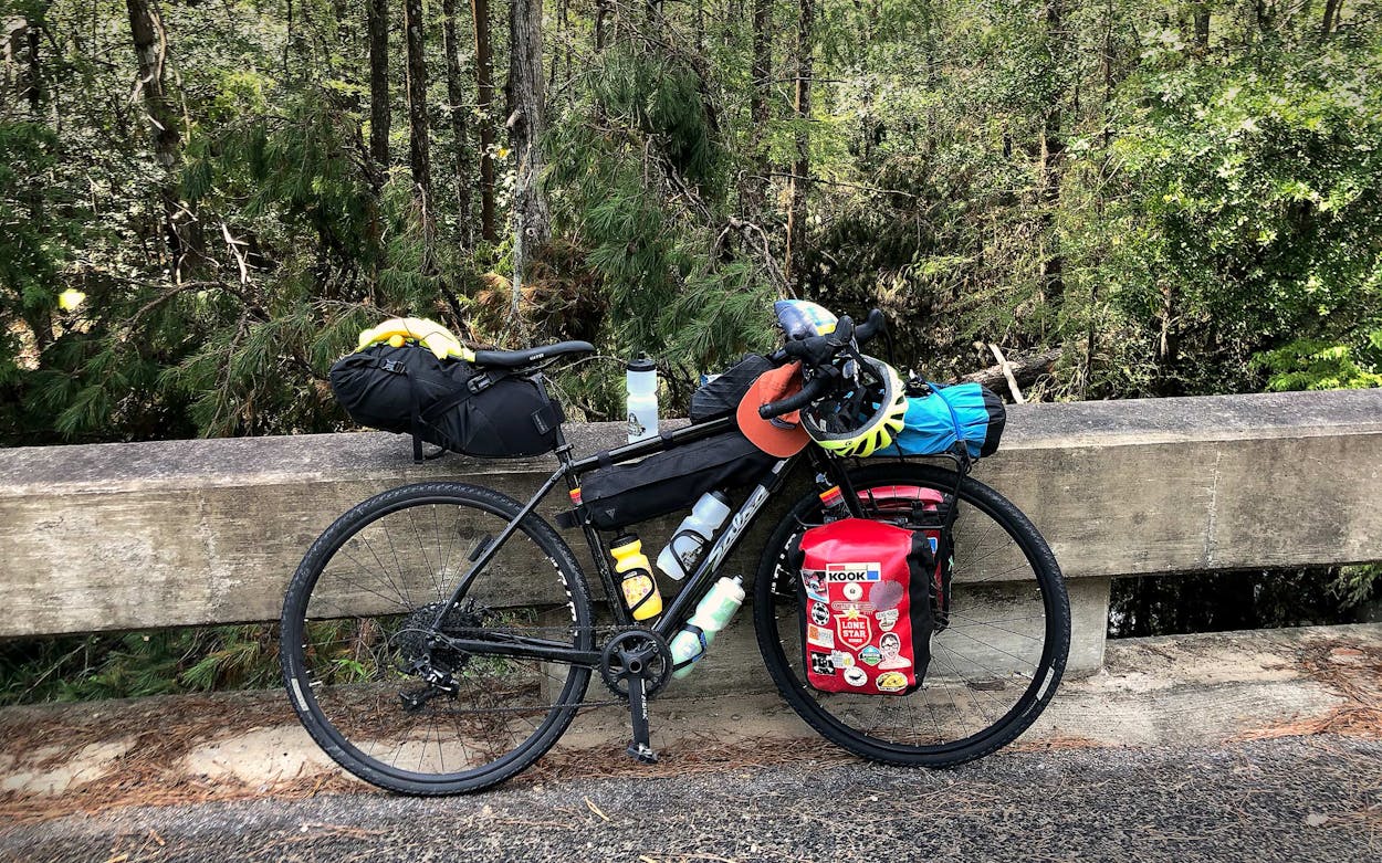 bike in piney woods