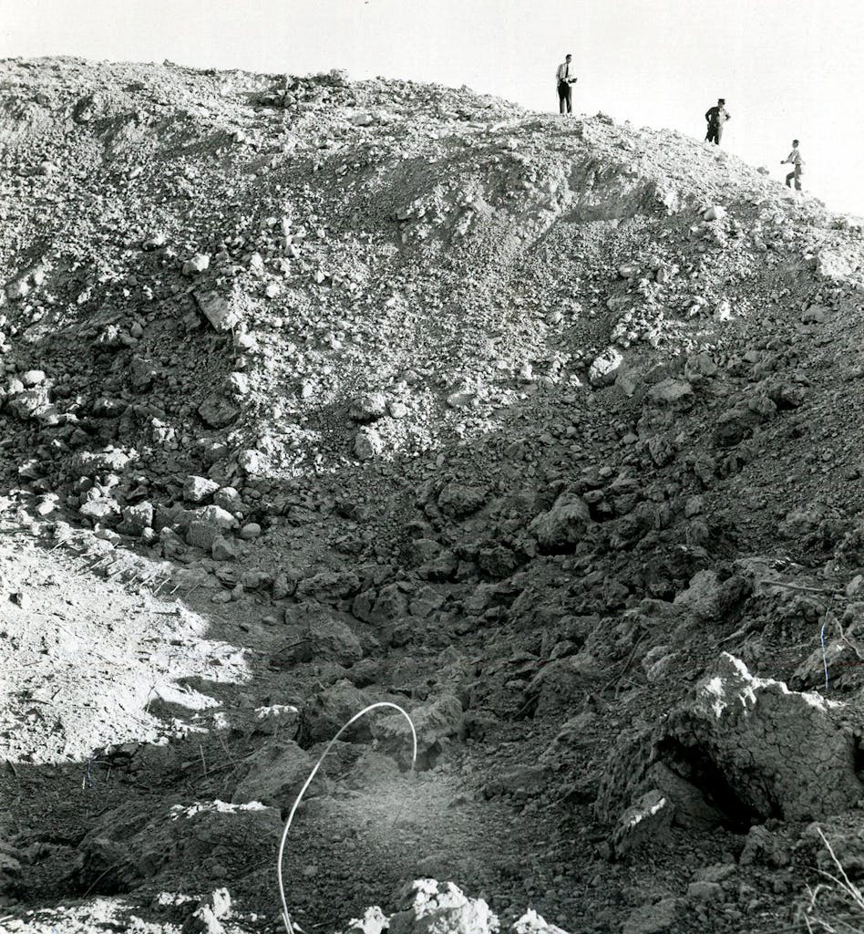 The crater that remained after the Lackland Air Force Base blast in 1963