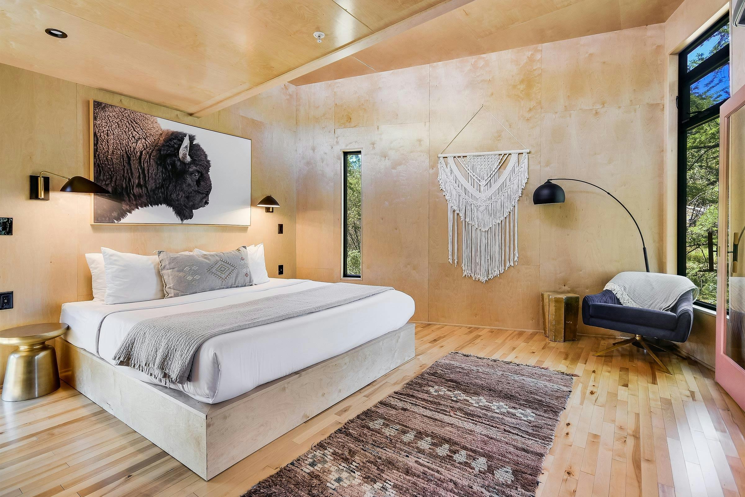 Modern, minimalist style at Cypress Valley Treehouse Rentals.