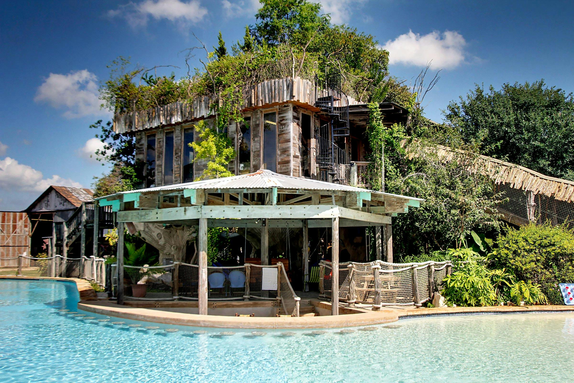 Treehouse with pool at Guadalupe River Houses. 