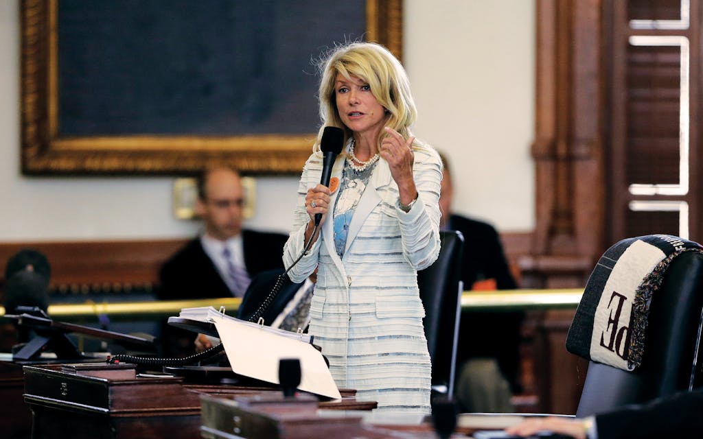 Senator Wendy Davis, D-Fort Worth, filibusters in an effort to kill an abortion bill in Austin on June 25, 2013.