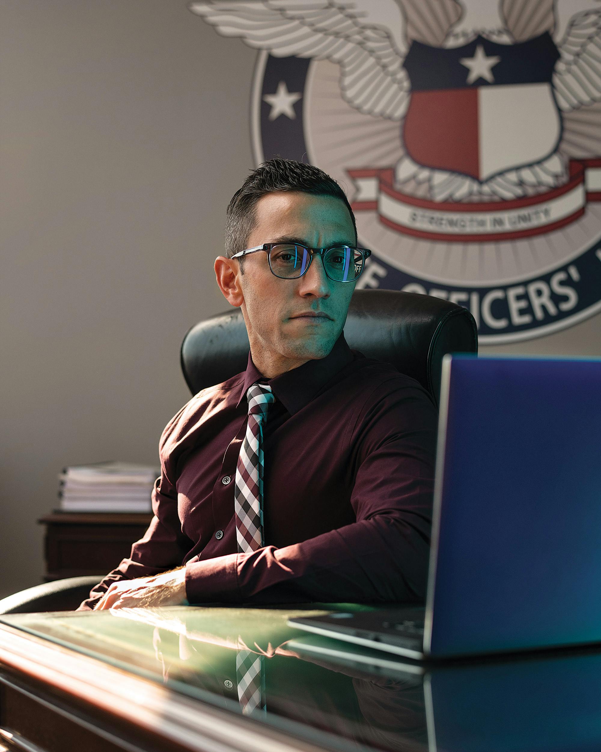 Joe Gamaldi in his office at the Houston Police Officers’ Union.