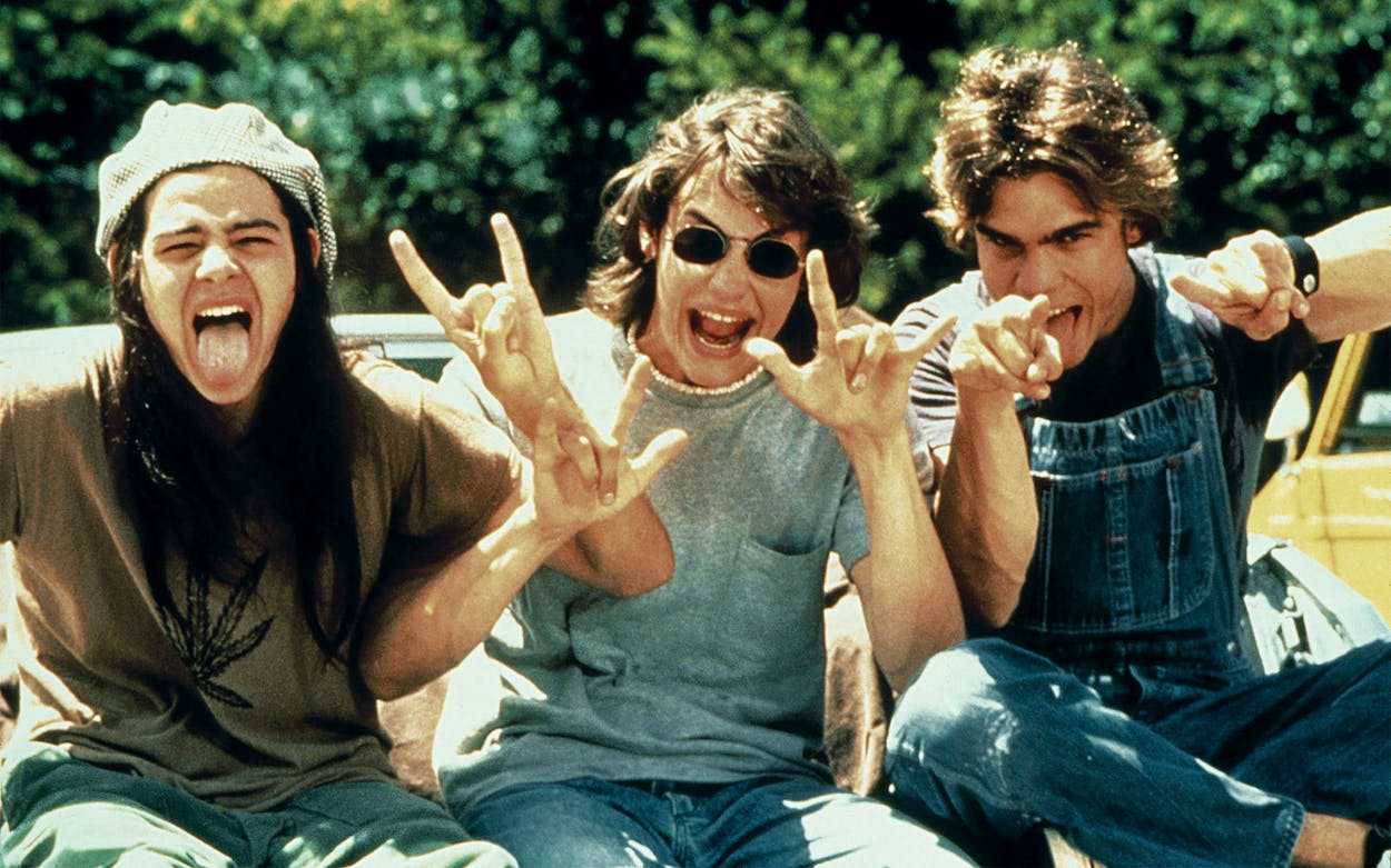 Rory Cochrane, Jason London, and Sasha Jenson as Slater, Pink and Don in Dazed and Confused, 1993.