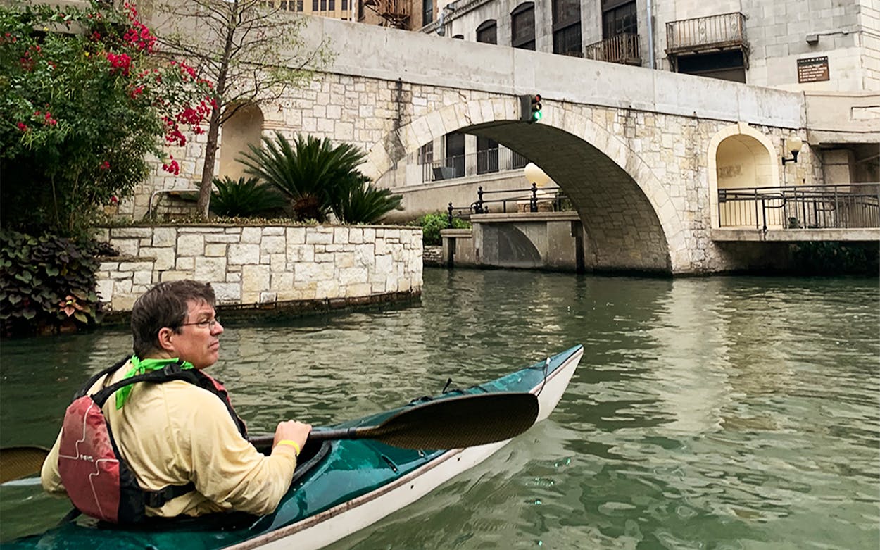 Kayaker on the San Antonio River.
