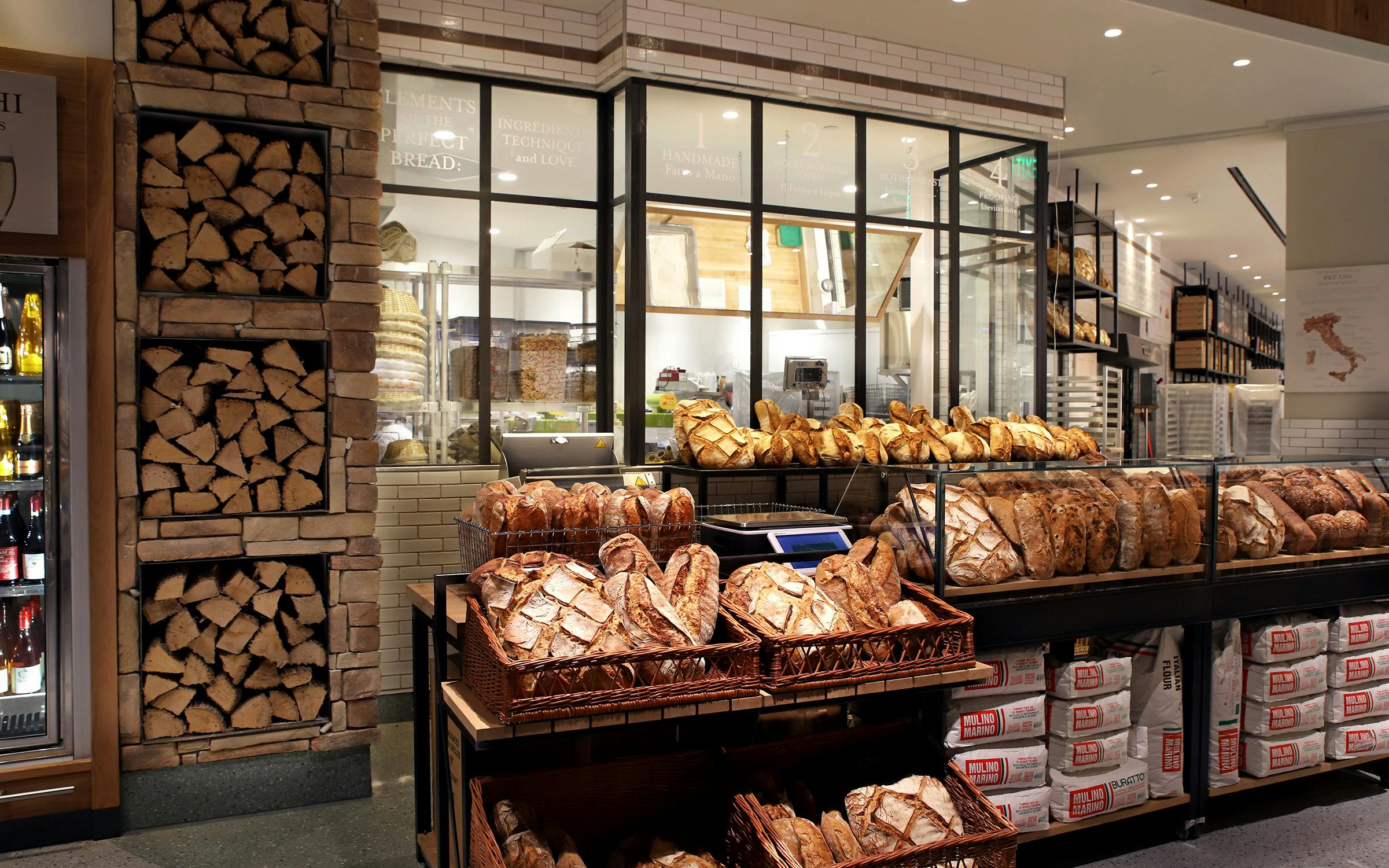 Fresh-baked bread at the panaterria in eataly dallas