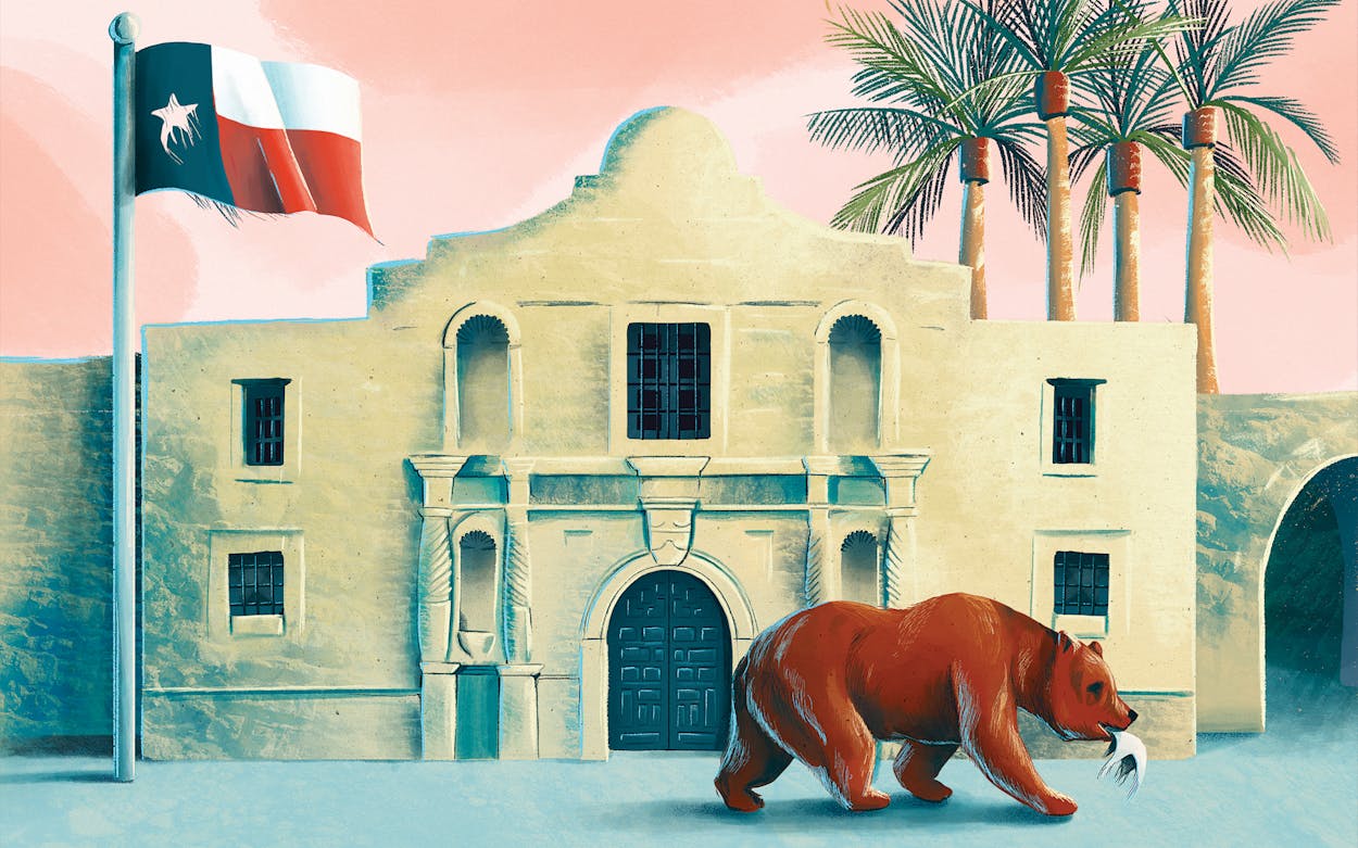 Californians in Texas illustration.
