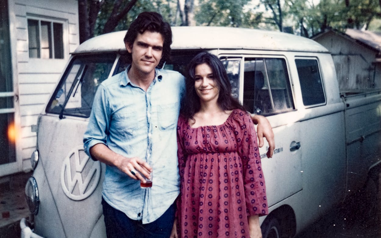 Guy and Susanna Clark with their 1963 Volkswagen at their house in East Nashville in 1972.