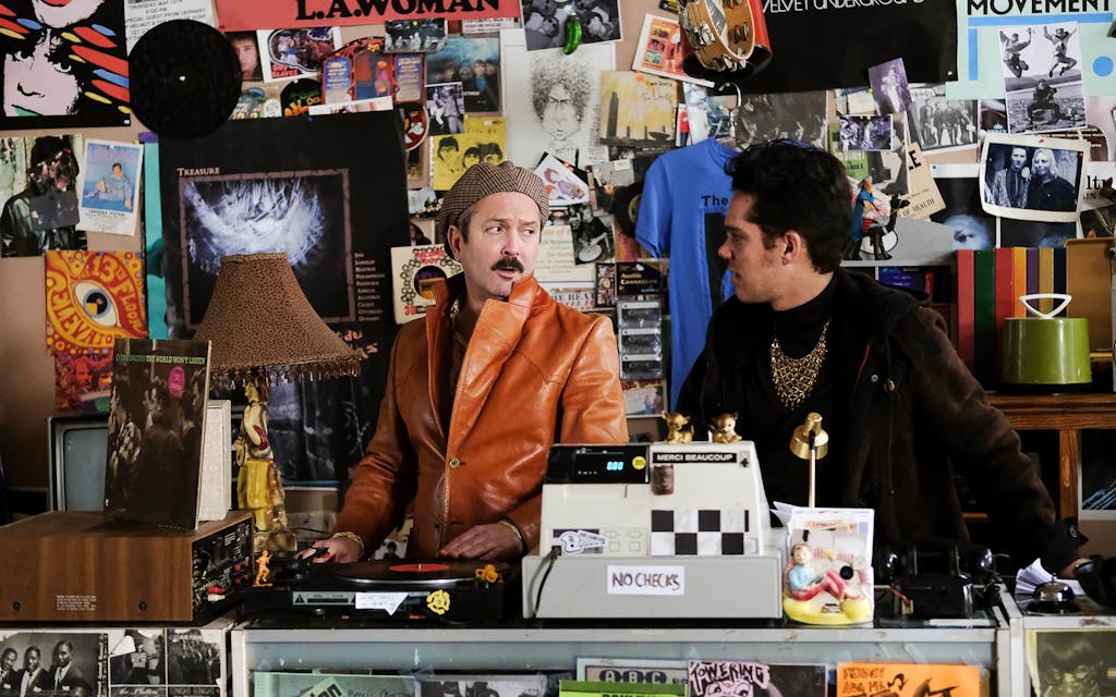 Thomas Lennon as Uncle Dick and Ellar Coltrane as Dean in the drama/comedy Shoplifters of the World, a RLJE Films release.